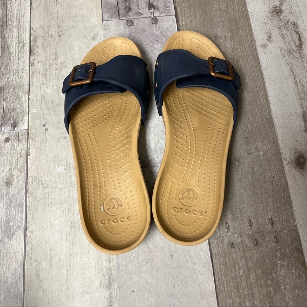 Crocs Sarah Blue Buckle Slip On Sandals Size 9 - Picture 6 of 9